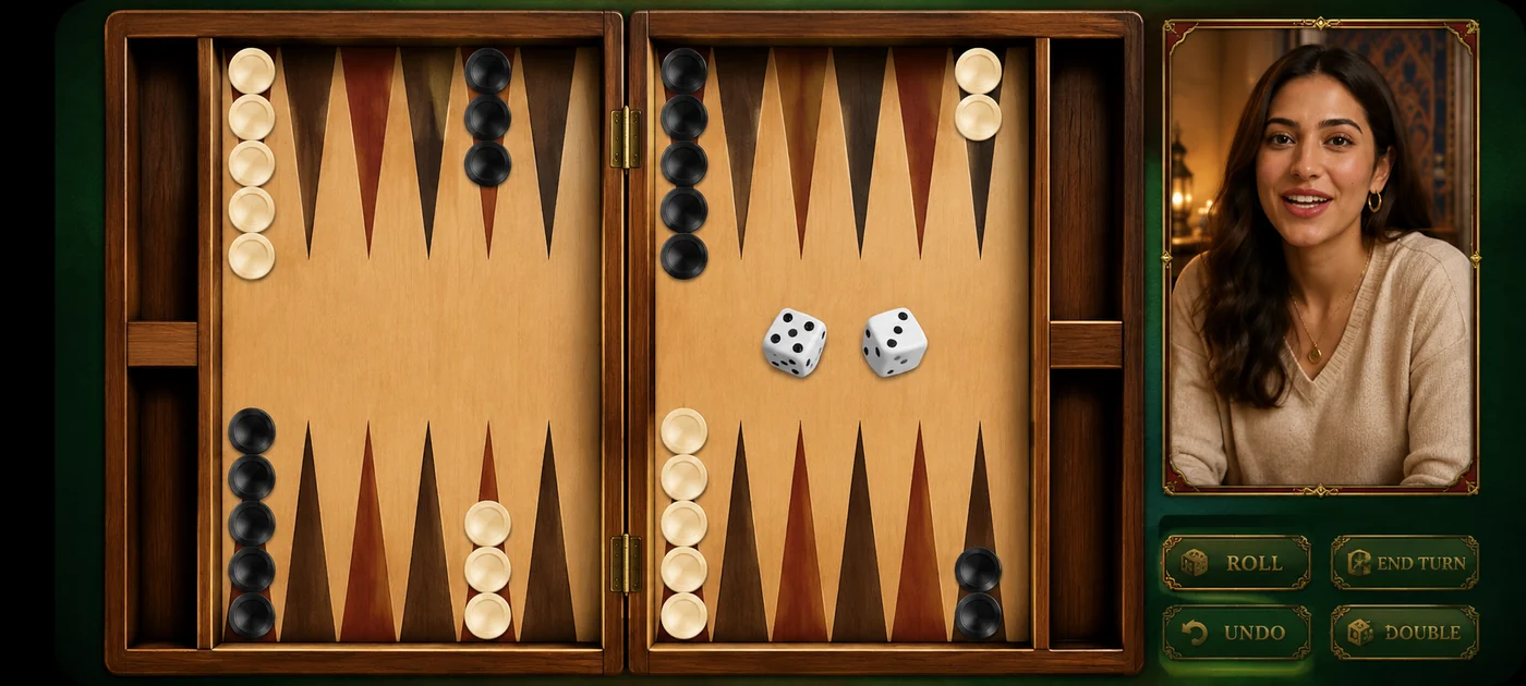 A match in progress, with the board and both players